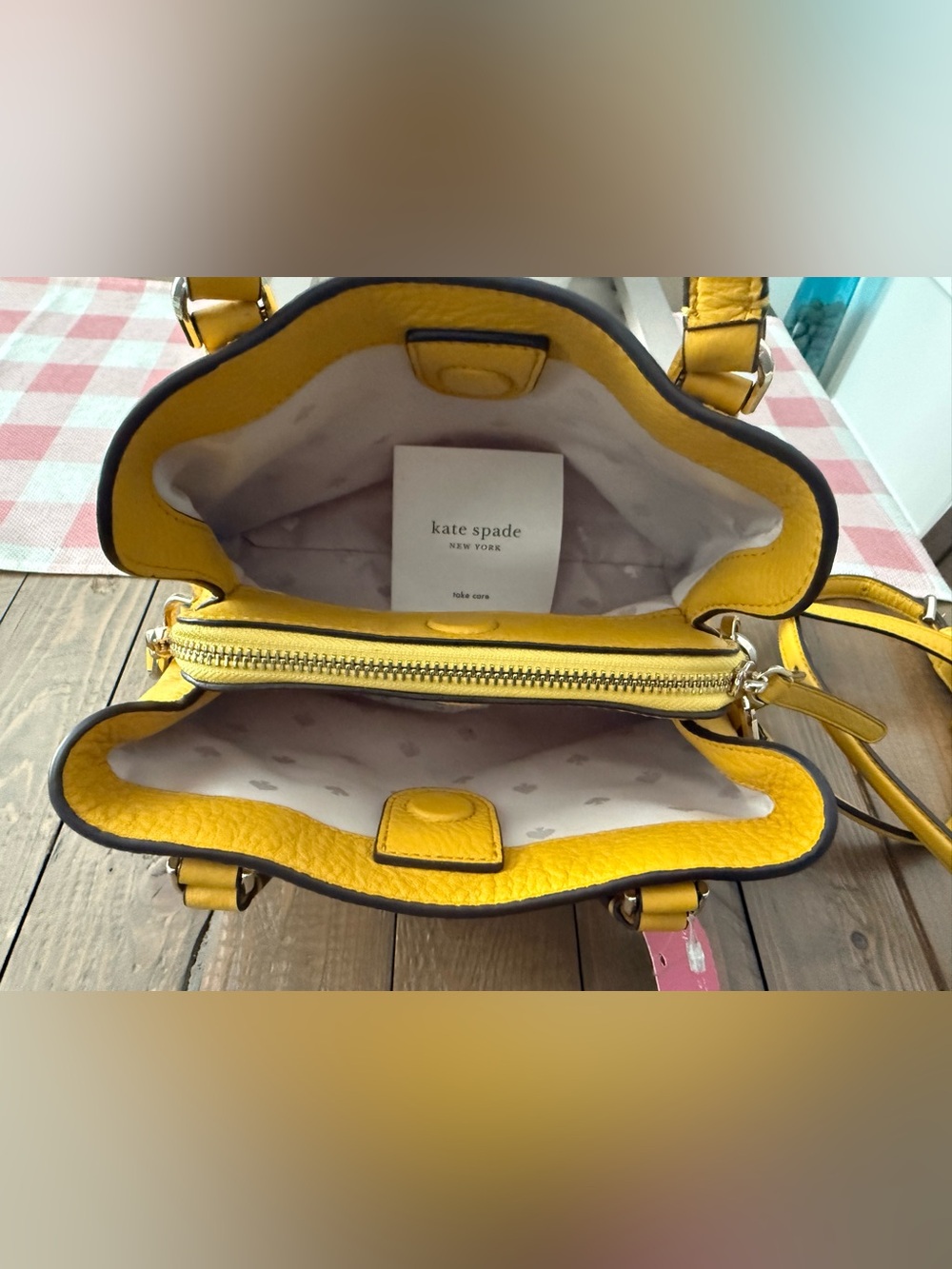 kate spade Mustard Yellow Pebbled Leather Crossbody Satchel - Picture 4 of 4